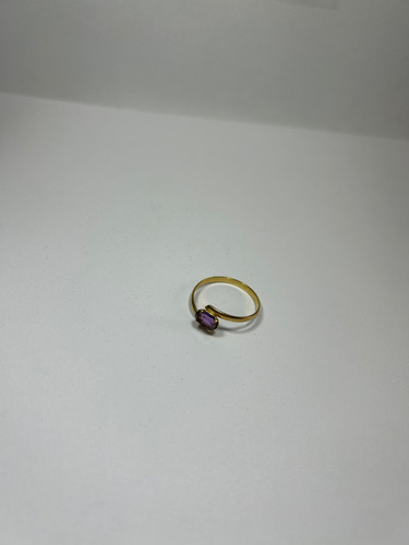 Anel De Ouro 18k Com Pedra De Ametista
