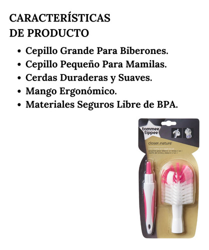 Cepillo Limpiador Para Biberones Y Mamilas 2-1 Tommee Tippee