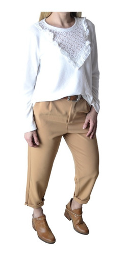 Imagen 1 de 7 de Pantalon De Vestir Pinsado Crepe Sastrero Mujer The Big Shop