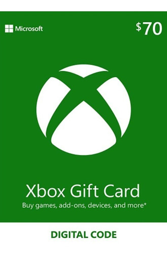 Tarjeta Digital - Xbox Gift Card 70 Usd - Solo Cuenta Eeuu 