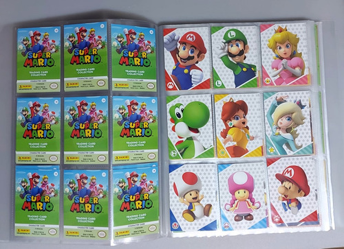 Super Mario Trading Cards - Pasta Com 170 Cards Sem Repetir