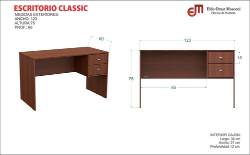 Escritorio Pc Diseño Hogar Cajones Melamina