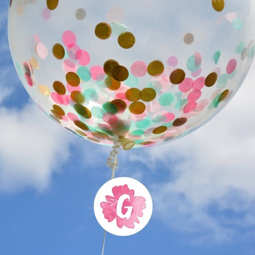 Globos Cristal Confetti Confeti Pastel Dorado Apto Helio