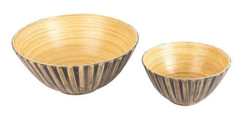 Set 2 Bowls De Bamboo Rayado Vietnam - Polanco Home Deco