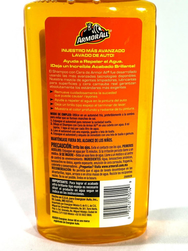 Shampoo Armor All Concentrado + Cera Ultra Brillo 473ml Usa