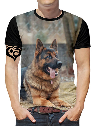 Camiseta Pastor Alemão Masculina Cachorro Animal Blusa