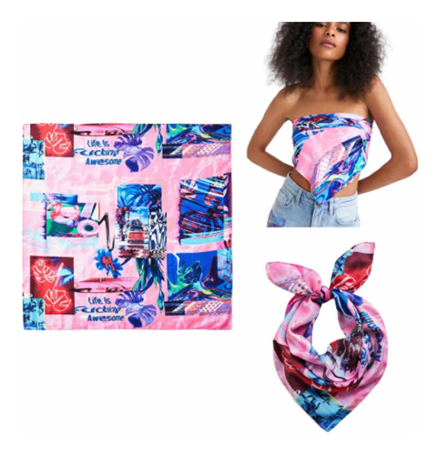 Pashmina Desigual Rosas Pareo