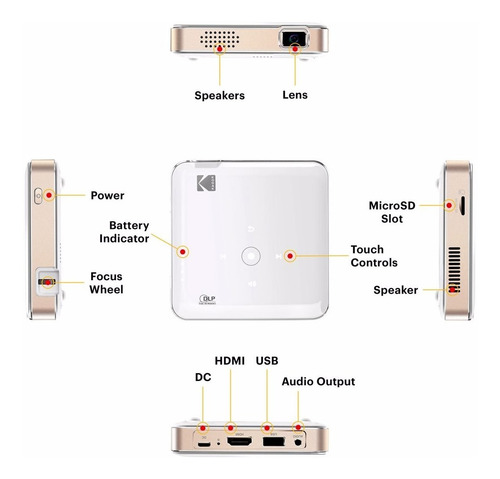 Mini Proyector Kodak Luma 350 Portátil Wifi® Hdmi® Usb 4k