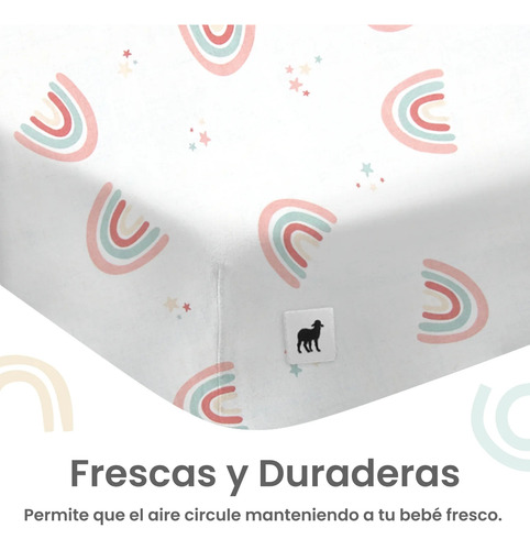 Nap - Juego De Blancos Para Colecho / Corral (74x110) Rosa Claro Arcoiris Love