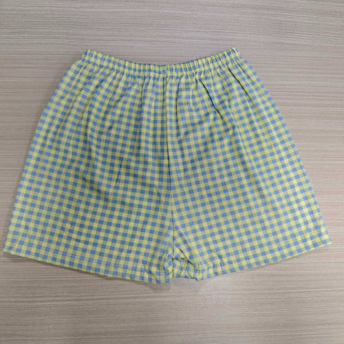 Pantalones Cortos A Cuadros Con Bolsillo A Cuadros Para Muje