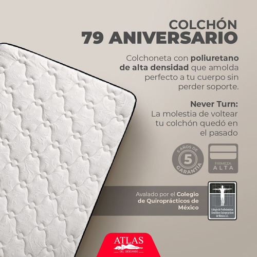Colchón Individual 79 Aniv Atlas Del Descanso By Spring Air