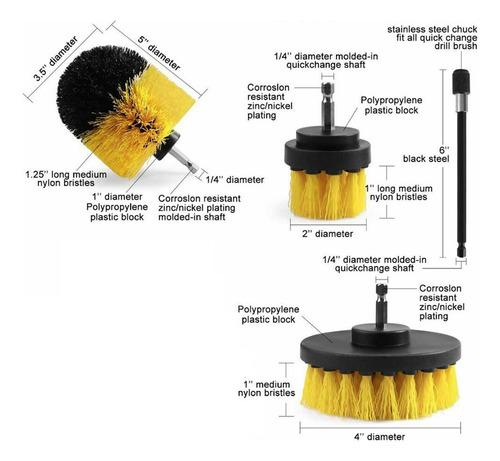 Kit De 4pcs Cepillos Para Taladro Limpieza Potente Baño Pisc