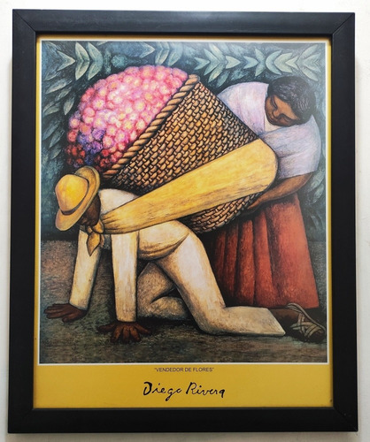 Diego Rivera _ El Vendedor De Flores _ Litografía Enmarcada