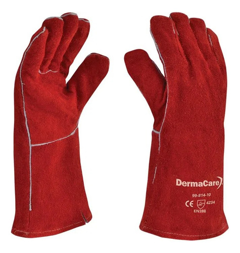 6 Pares Guantes Soldador Afelpado Rojo 99-814