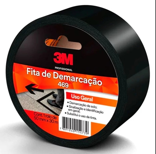 Fita De Demarcação Uso Geral 3m 469 Preta 50 Mm X 30 M