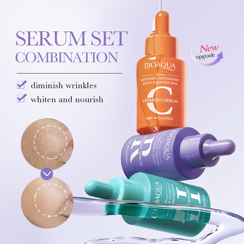 Set De 3 Sueros Bioaqua Con Ácido Hialurónico Y Vitamina C Y