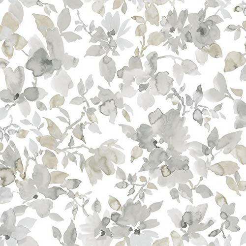 Roommates Neutral Acuarela Floral Peel And Stick Wallpaper.