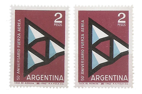 Argentina 660 Gj 1237 Filigrana La Fuerza Aerea Año 1962 