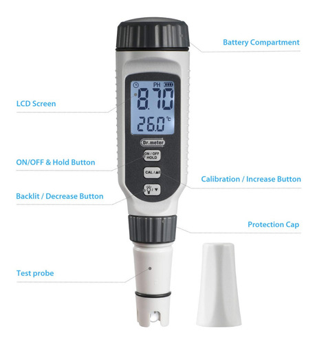 Medidor Ph Metro Digital Portatil Atc Doble Decimal Tester