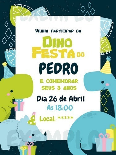 Convite Digital De Aniversário - Dinossauro