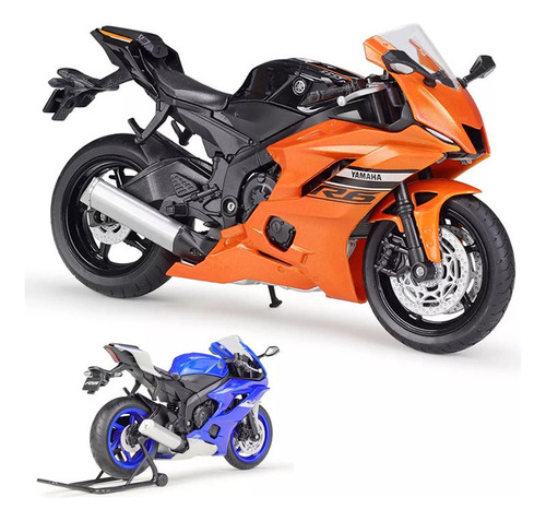 Welly Yamaha Yzf R6 Miniatura Metal Moto Con Soporte 1/12