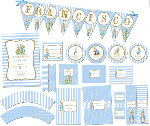 Kit Imprimible Peter Rabbit Nene Texto Editable!