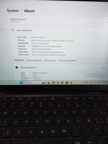Notebook Dell Latitude 7320 Intel I5 16gb Ram 240gb Nvme Negro (Usado)