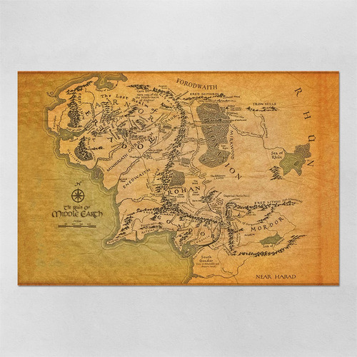 Poster 40x60cm Middle Earth Map - Mapa Da Terra Média 60