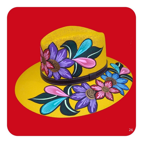 Imagen 4 de 5 de Elegante Sombrero Artesanal Pintado A Mano Varios Modelos 3