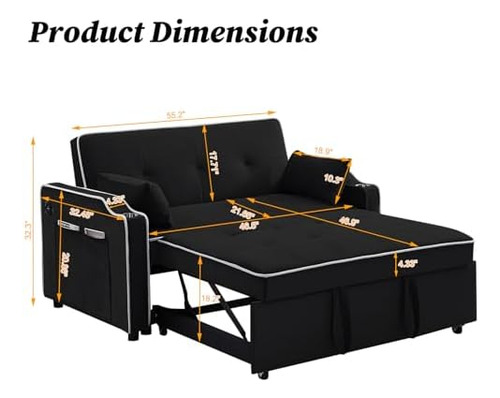 Sofá Cama Multifuncional De Terciopelo 3 En 1, Cama Extraíbl