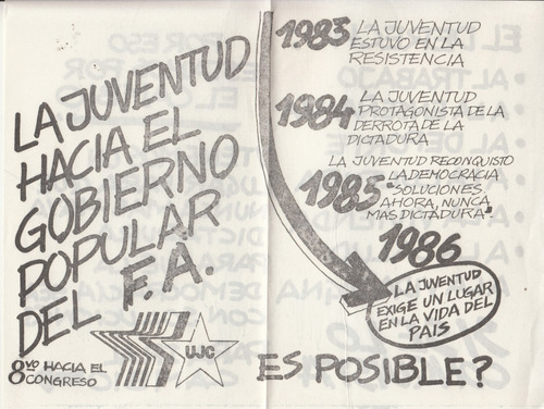 1986 Ephemera Volante De La Ujc Juventud Comunista Uruguay 