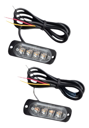 2pcs Luz De Emergencia Del Coche Led Amber Strobe 4 Cree Fla