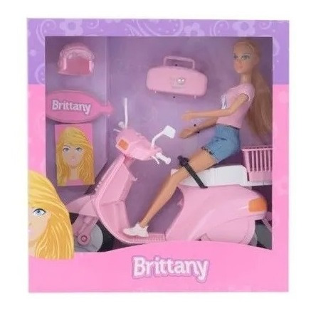 Muñeca Brittany Con Scotter Moto Tipo Barbie Envio Gratis