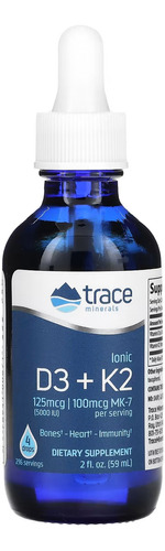 Trace Minerals Ionic D3 + K2 2oz 59 Ml Sabor Sin Sabor