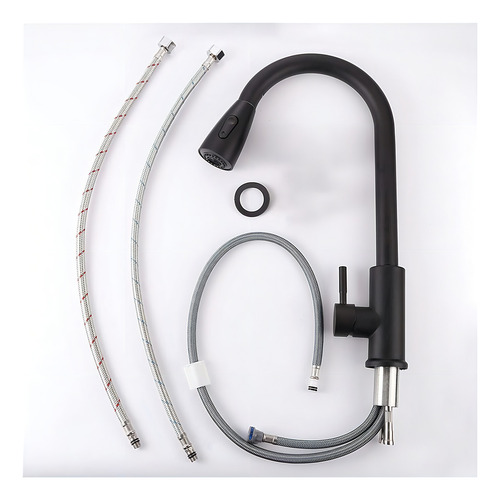 Grifo Llave Monomando Lavaplatos Extraíble Flexible Acabado Mate Color Negro