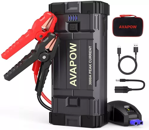 Arrancador de coche, 2500 A pico 23800 mAh 12 V arranque de batería de  coche (hasta todo el gas, motor diesel de 8.0 L), con carga rápida USB 3.0,  luz