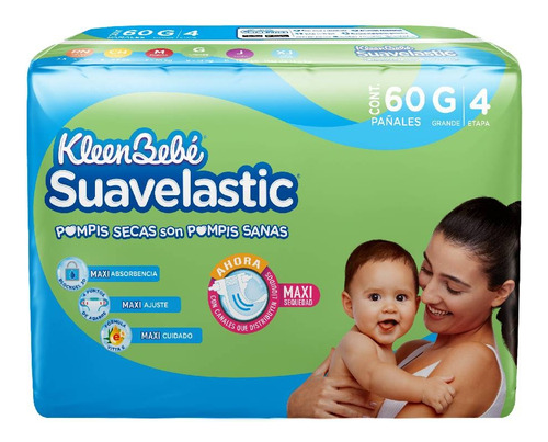 Pañal Suavelastic Max Kleen Bebe Grande 60 Pza