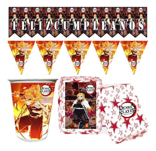 Kit Decoración Rengoku Rengocu Demon Slayer Kimetzu Fiesta