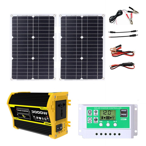 Kit De Panel Solar 50w Regulador De 50a Inversor 3000w 110v