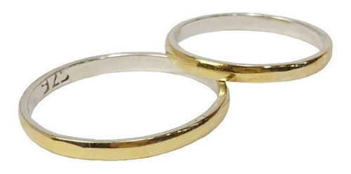 Imagen 4 de 10 de Alianzas Plata Y Oro El Par Anillo Casamiento Grabado 2 Mm