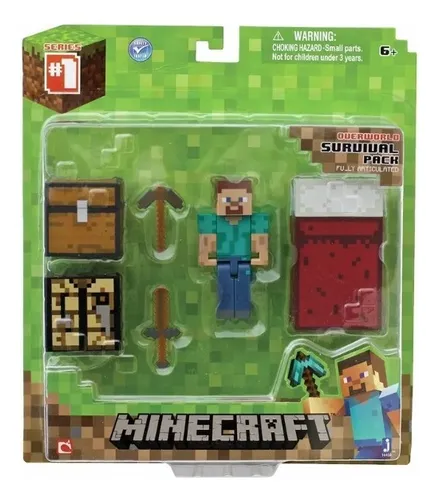 comprar Figura Minecraft Overworld Survival Pack Con Accesorios
