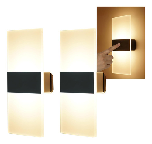 Lámpara De Pared Led Táctil Con Recarga Usb, Blanco Cálido