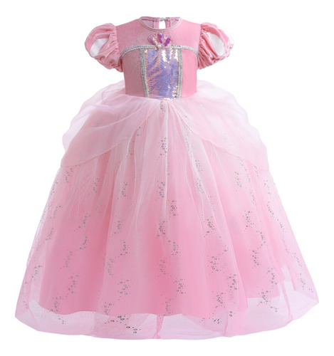 Vestido Ariel Rosa Sirenita De Lujo Para Niñas