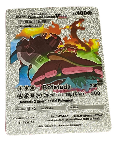 Carta Pokemon Plateada Venusaur, Charizard & Blastoise