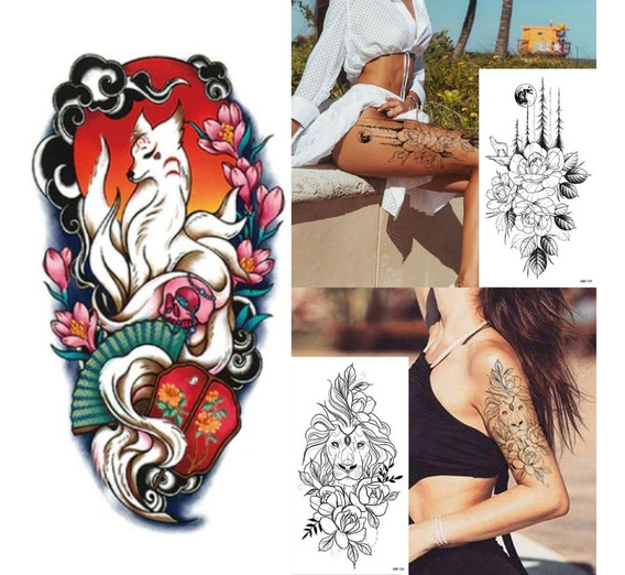 Adesivo de tatuagem em franca Adesivos De Transferencia De Tatuagem Temporaria Da Moda 8 Folhas Adesivos Corporais De Tatuagem De Tamanho