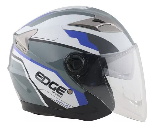 Casco Semi Integral Para Motos Marca Edge Jaguar Nano Azul