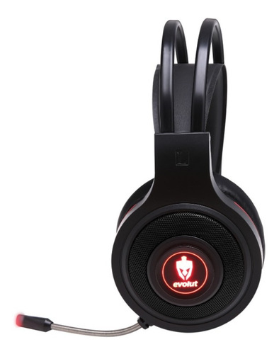 Headset Gamer Evolut Têmis Eg301 Preto E Vermel Com Luz Led