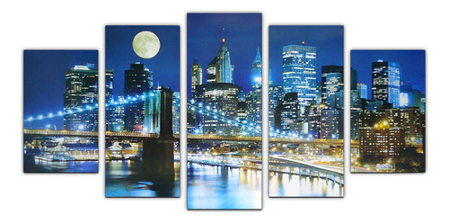 Cuadro Decorativo Para Sala New York Ciudad Noche Paisaje