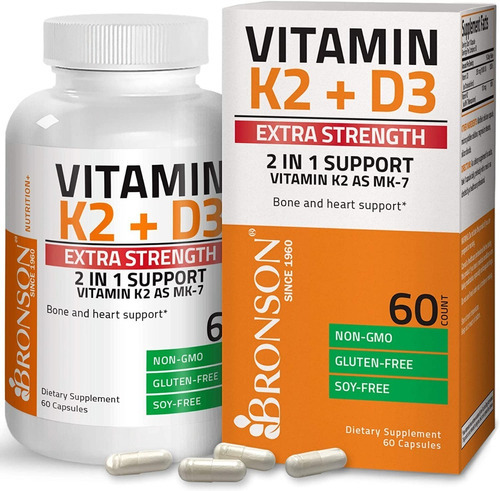 Vitamina K2 Mk7 + Vitamina D3 - Premium 60 Caps Eg Dd108 Sabor Nd