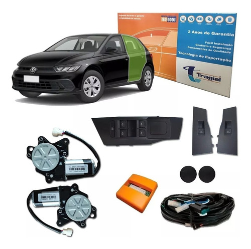 Vidro Novo Polo 4p Traseiro 2023 + Kit Retrovisor Tragial